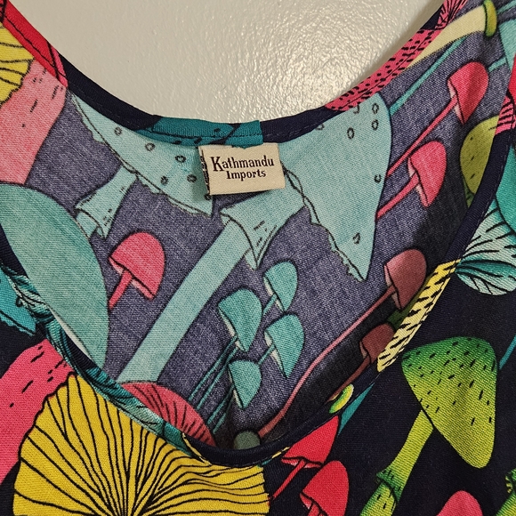 Colorful Mushroom Print Sleeveless Dress - Picture 2 of 6